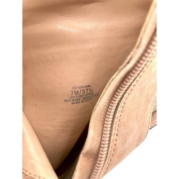 Vince Camuto Heels Blush Pink Peep Toe Suede Leather Ankle Booties SZ 7 - Picture 13 of 14